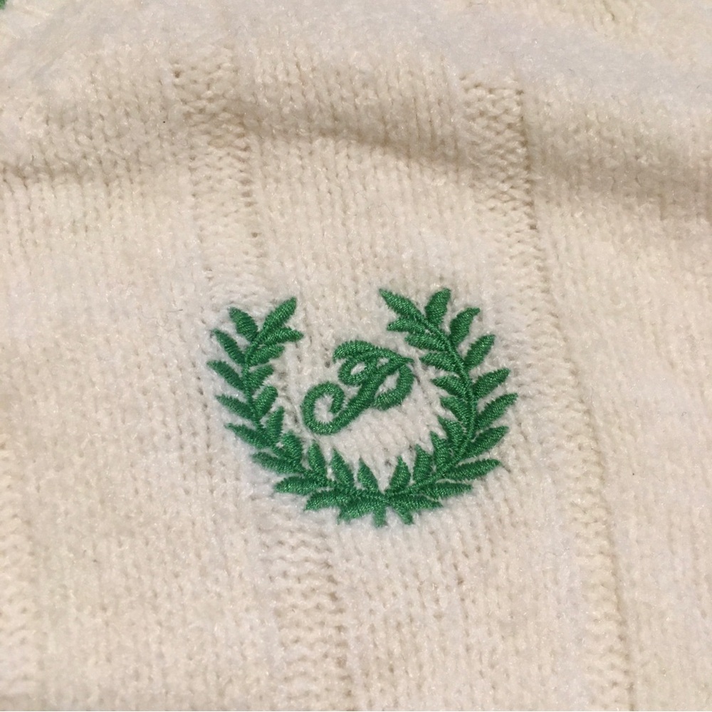 Victoria's Secret PINK Cream Cable Knit V-Neck Vest with Green Stripe - Picture 8 of 8